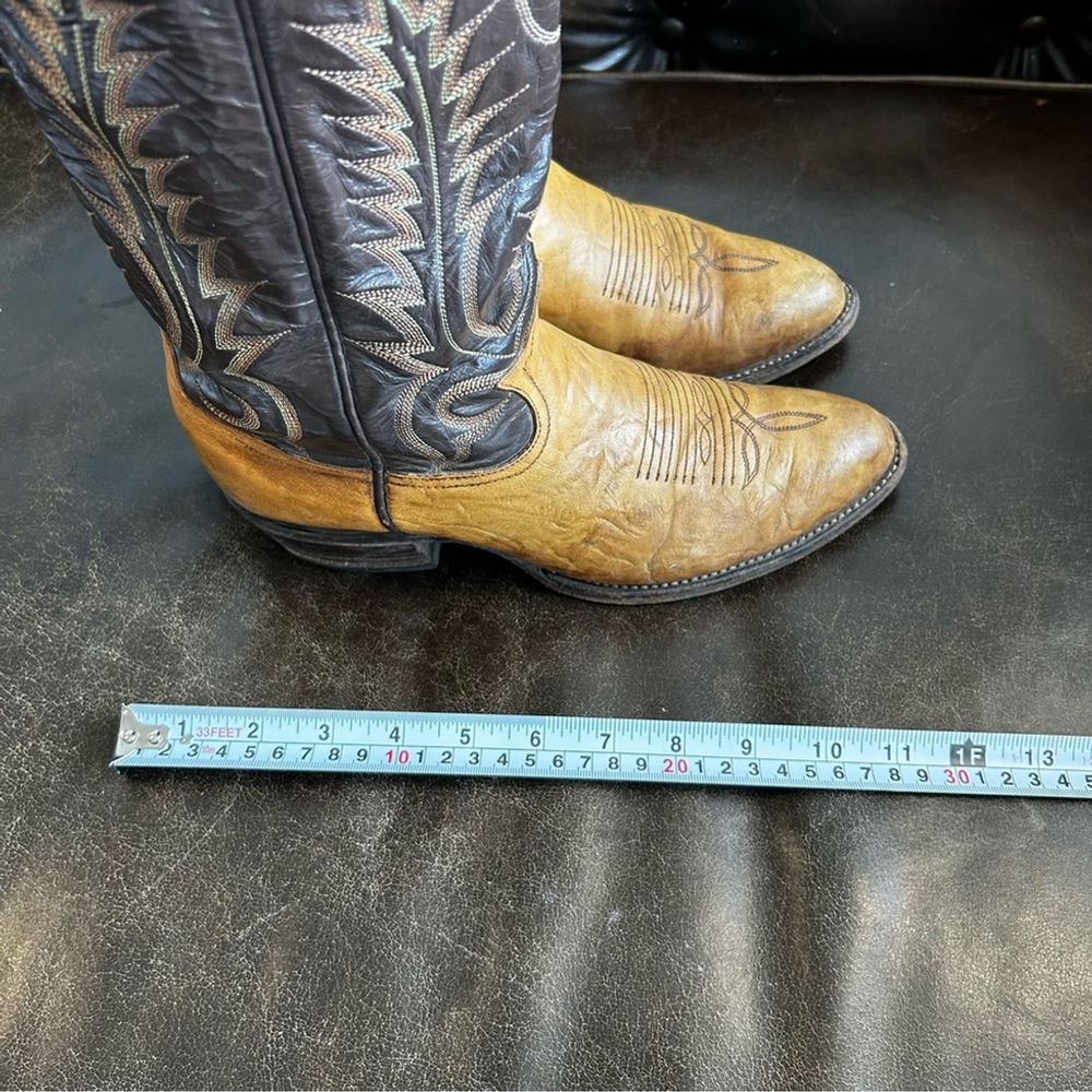 Tony Lama Menβs Brown and Tan Cowboy size 7.5D (Standard Width) - Picture 6 of 10